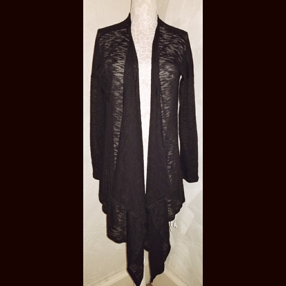 Black Sheer Draped Cardigan/ Cover Up from Bar III